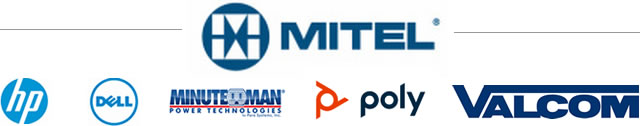 Mitel, HP, Dell, MinuteMan, Polycom, Valcom
